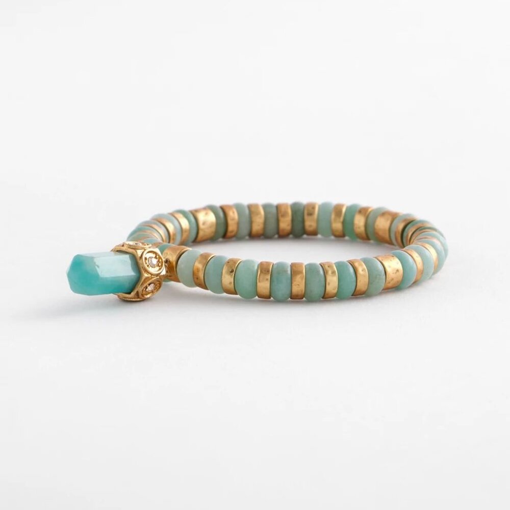Chico's Mint Stone Bead Stretch Bracelet